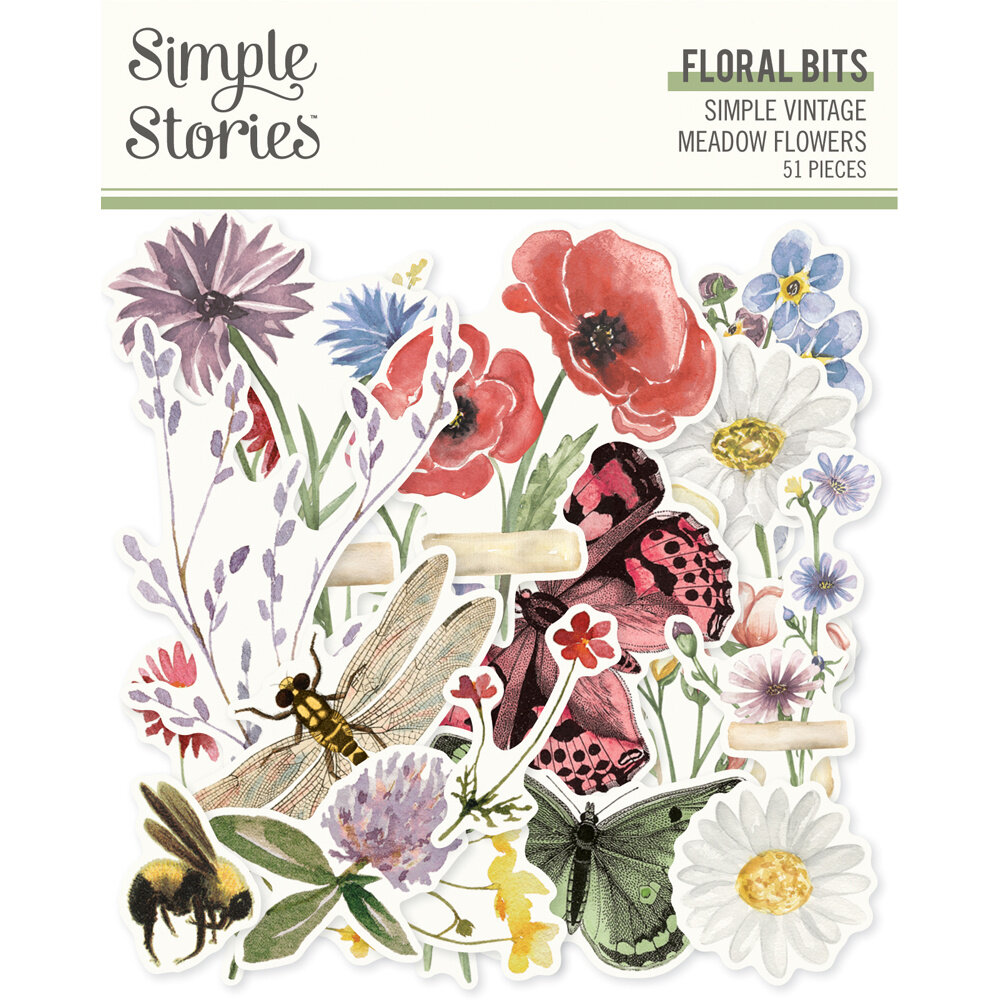 Simple Vintage Meadow Flowers - Floral Bits & Piec